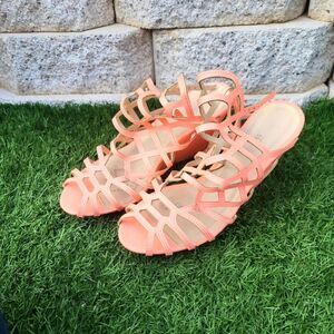 Charlotte Russe women's pink/peach wedge heals